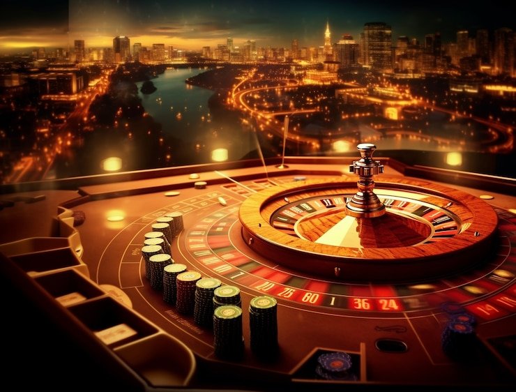 Tampilan studio dealer langsung roulette dengan multi-kamera
